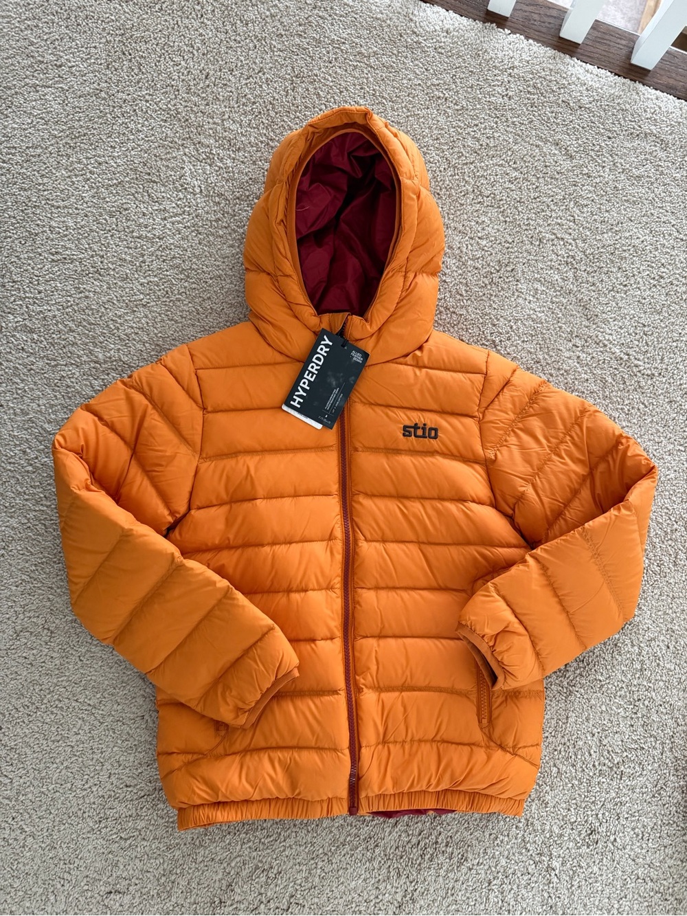 Stio kids Bright Orange Hooded Puffer Jacket